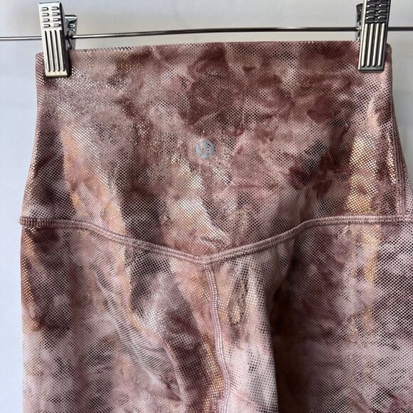 Lululemon Diamond dye metallic print align leggings, Dusty pink, Size 2 A135 - Picture 5 of 7